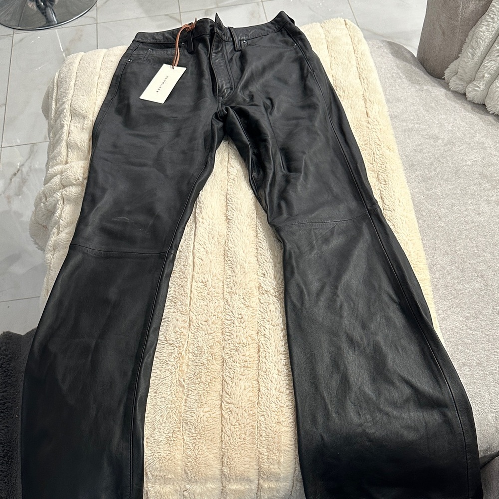 SLVRLAKE Black Leather Flare Pants